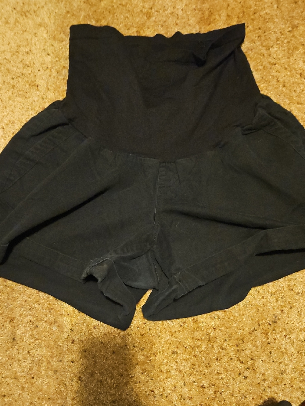 Motherhood Black High-Waist Maternity Shorts with Support Panel